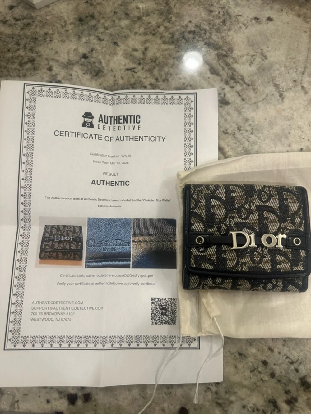 Dior Black and Beige Monogram Canvas Wallet with Silver Logo